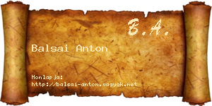 Balsai Anton névjegykártya